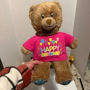 Build-A-Bear Brown Bear with Pink Birthday Shirt